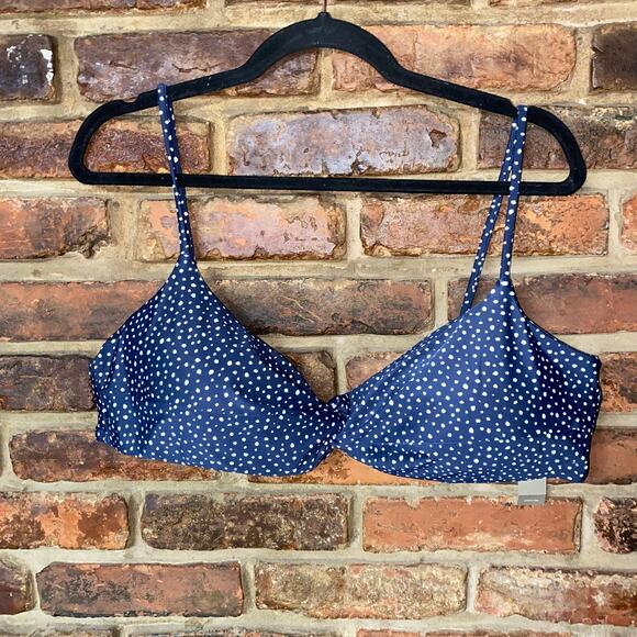 New J. Crew Polka Dot Strappy Twist Bikini Swim Bathing Suit Top Women's Size 2X - Picture 3 of 8